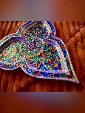 Meenakari Artisan Hand Crafted Tray Dish Home Decor One of a Kind